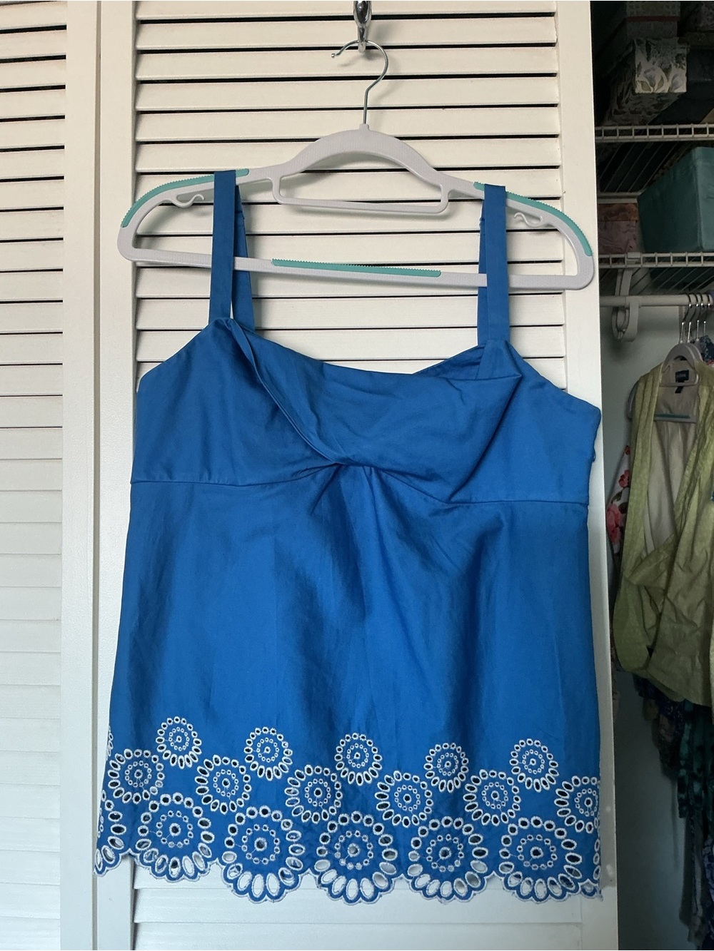 LOFT Blue Embroidered Hem Camisole
